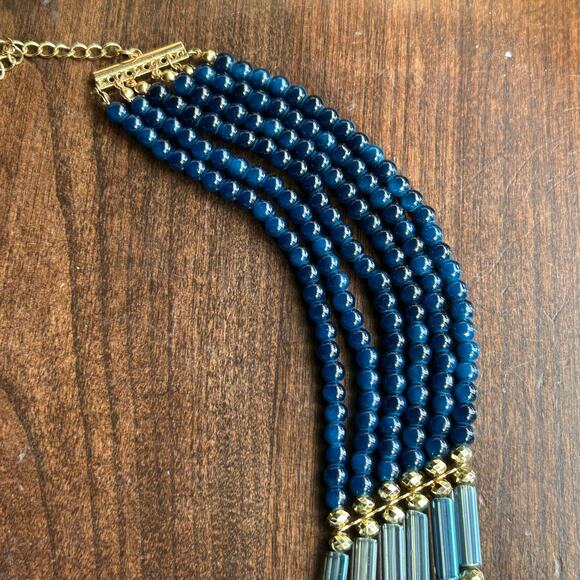 New Sophia & Kate Blue Gem color Gold Tone Necklace and Earrings statement - Picture 8 of 9